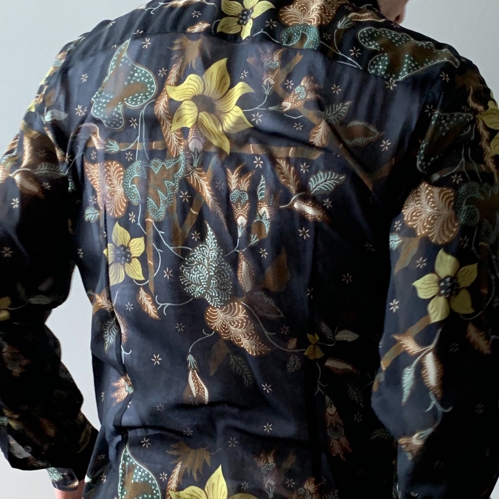 Black, sheer, floral, Dolce & Gabbana shirt